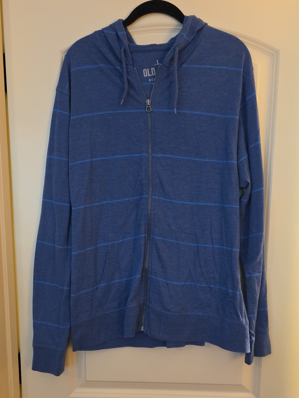 Old Navy Blue Striped Zip Hoodie Sweater - Men's